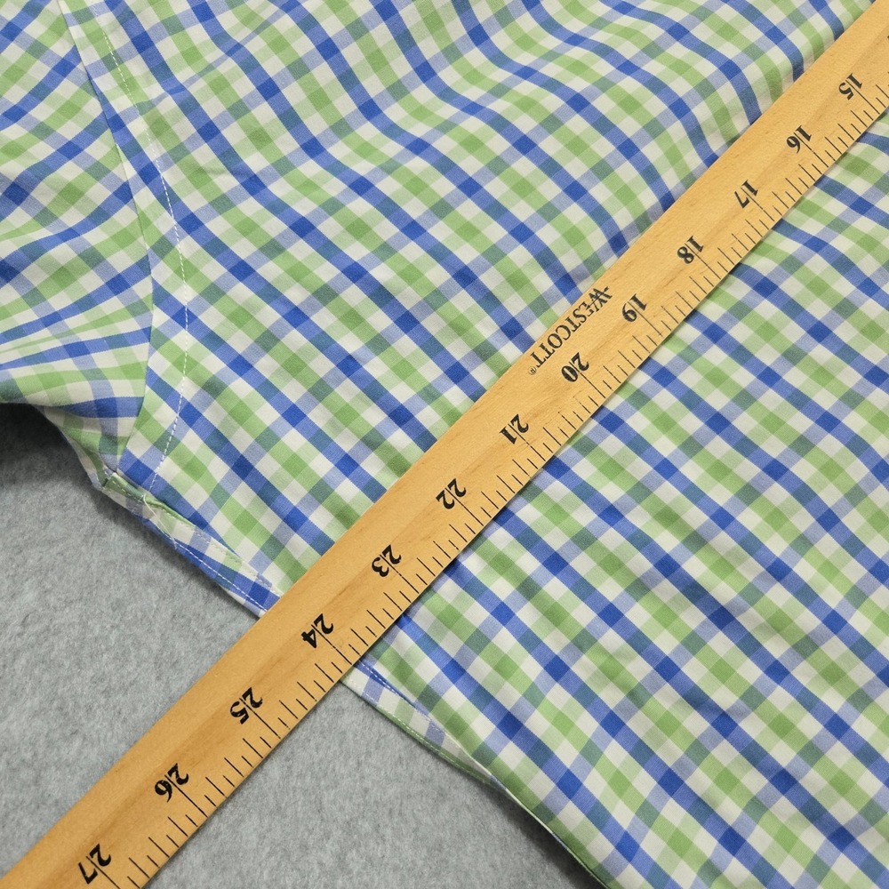 Brooks Brothers Polo Shirt Mens Large‎ Green Blue Check Button Down Traditional - Picture 6 of 8